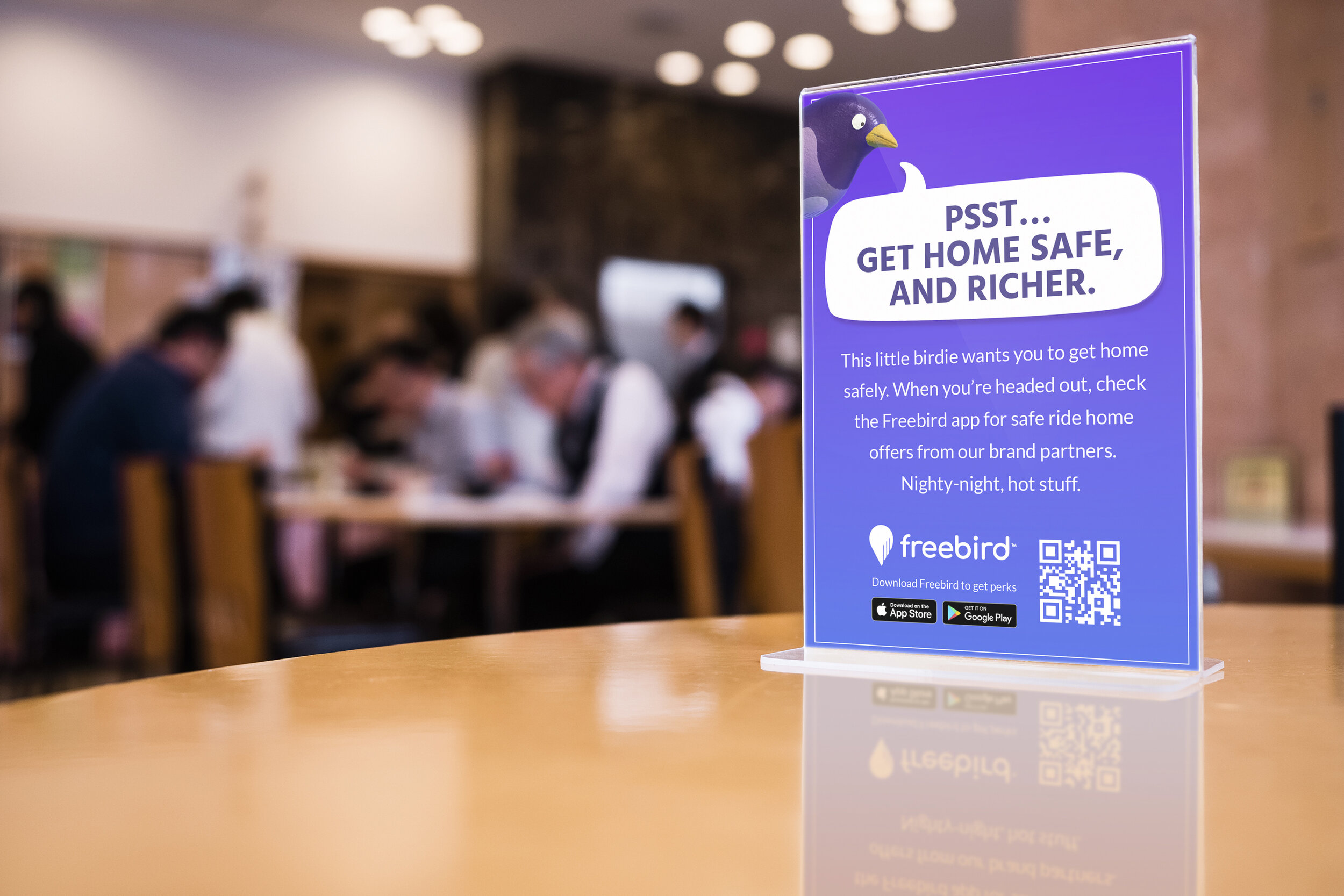 Mock up Menu on Table Bar Restaurant Cafe with Blur People Shop interior